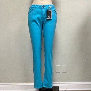 NWT Deadstock 2000s Scarlet Boulevard Colored Skinny Straight Jeans Blue Size 27